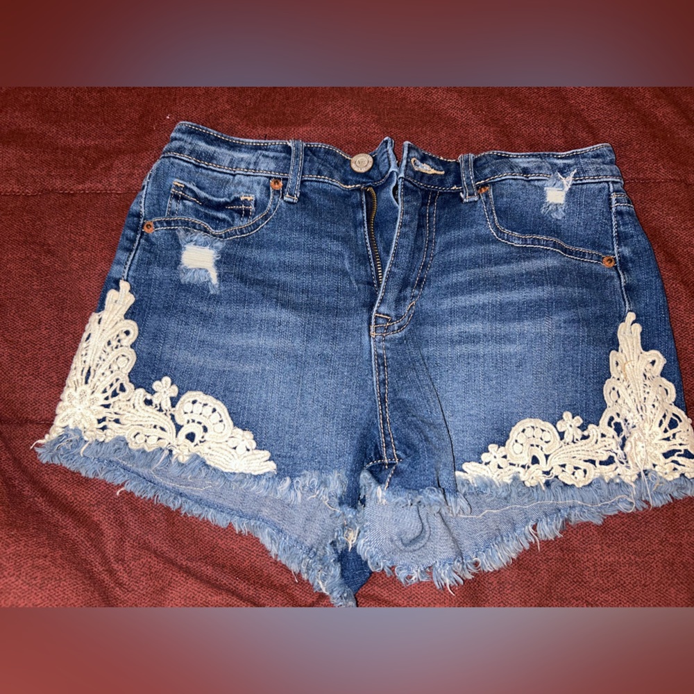 Aeropostale shorts with lace on the sides.